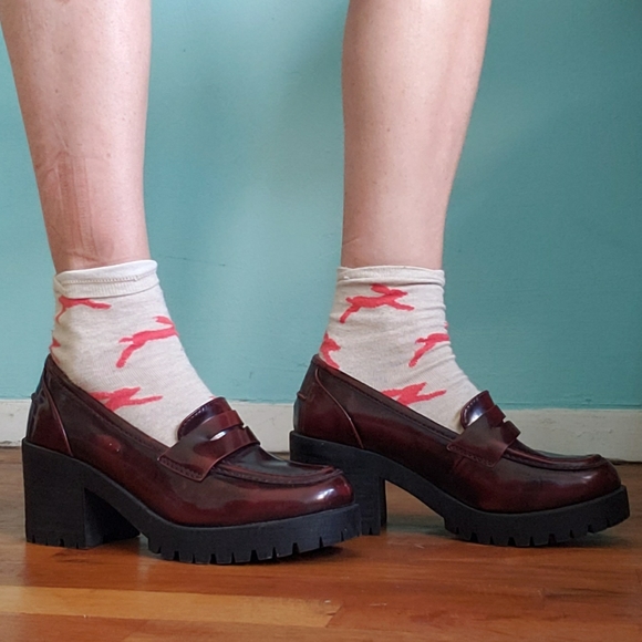 Giorgia & Johns brown chunky platform schoolgirl penny loafers shoes - Picture 5 of 11